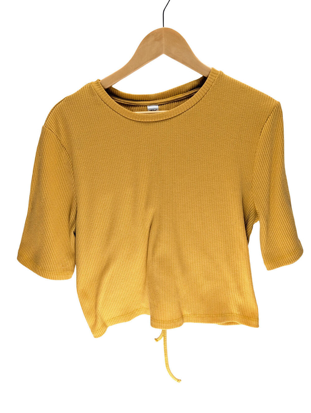 It’s Mustard Ribbed Tie-Back Top (2X)